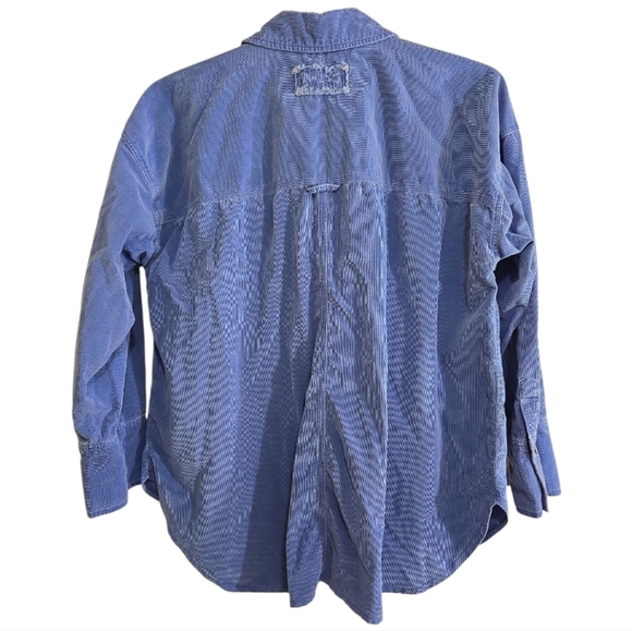 We The Free People Baby Cord Buttondown Shirt Electric Indigo Oversized Large - Picture 6 of 9